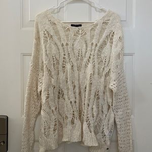 American Eagle Cream Open Knit Sweater XL